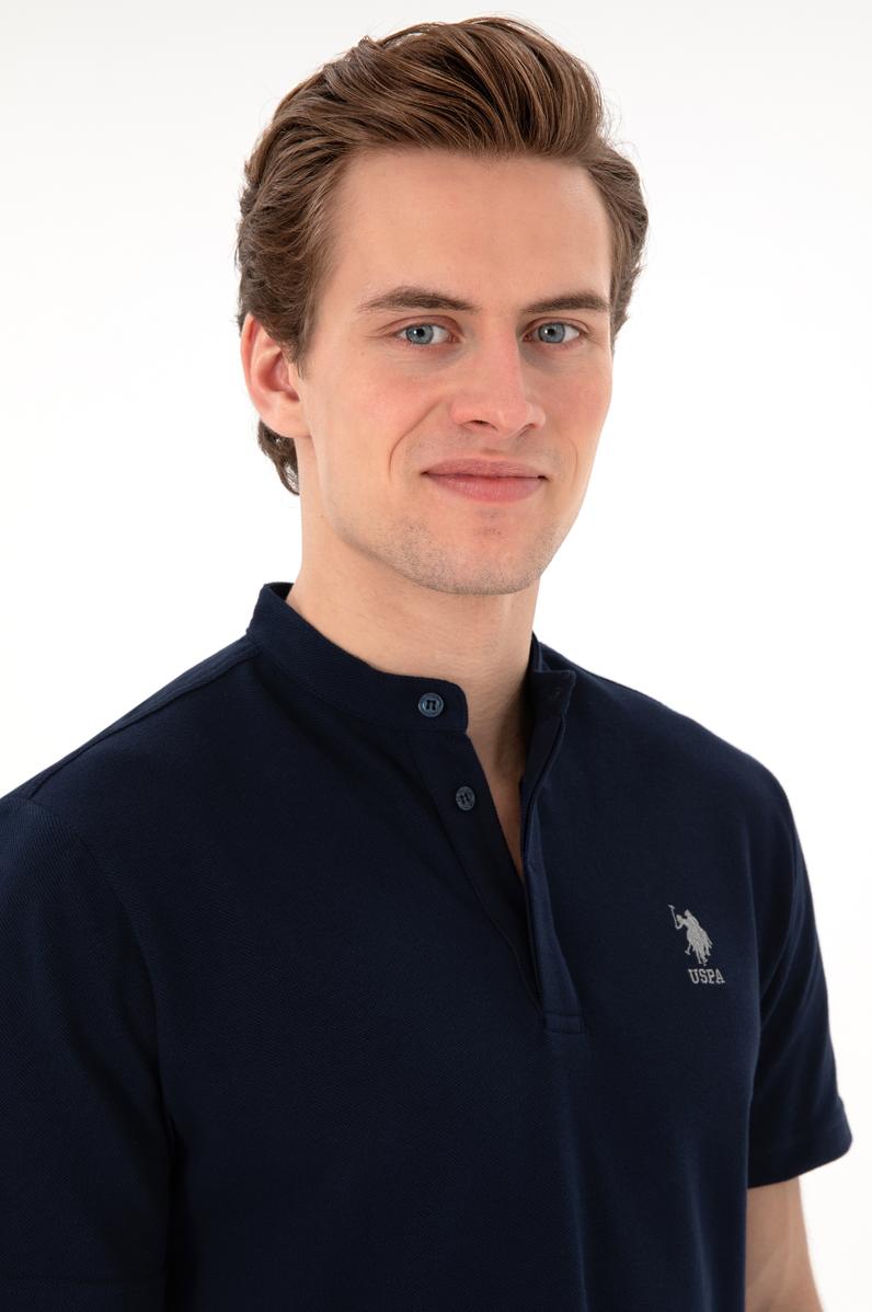 Erkek Regular Fit Hakim Yaka Lacivert Tişört