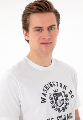 Erkek Regular Fit Bisiklet Yaka Baskılı Beyaz Tişört - 50299535006