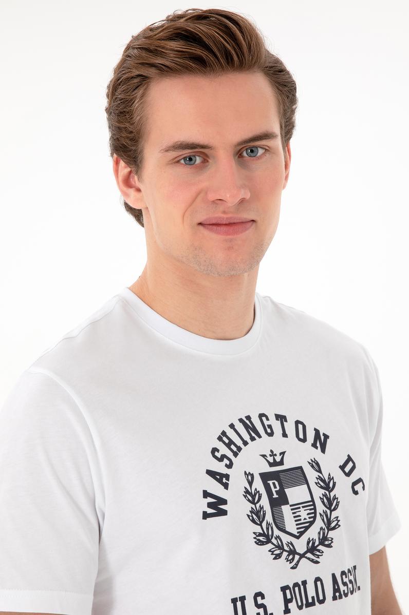 Erkek Regular Fit Bisiklet Yaka Baskılı Beyaz Tişört