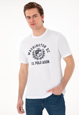 Erkek Regular Fit Bisiklet Yaka Baskılı Beyaz Tişört - 50299535006