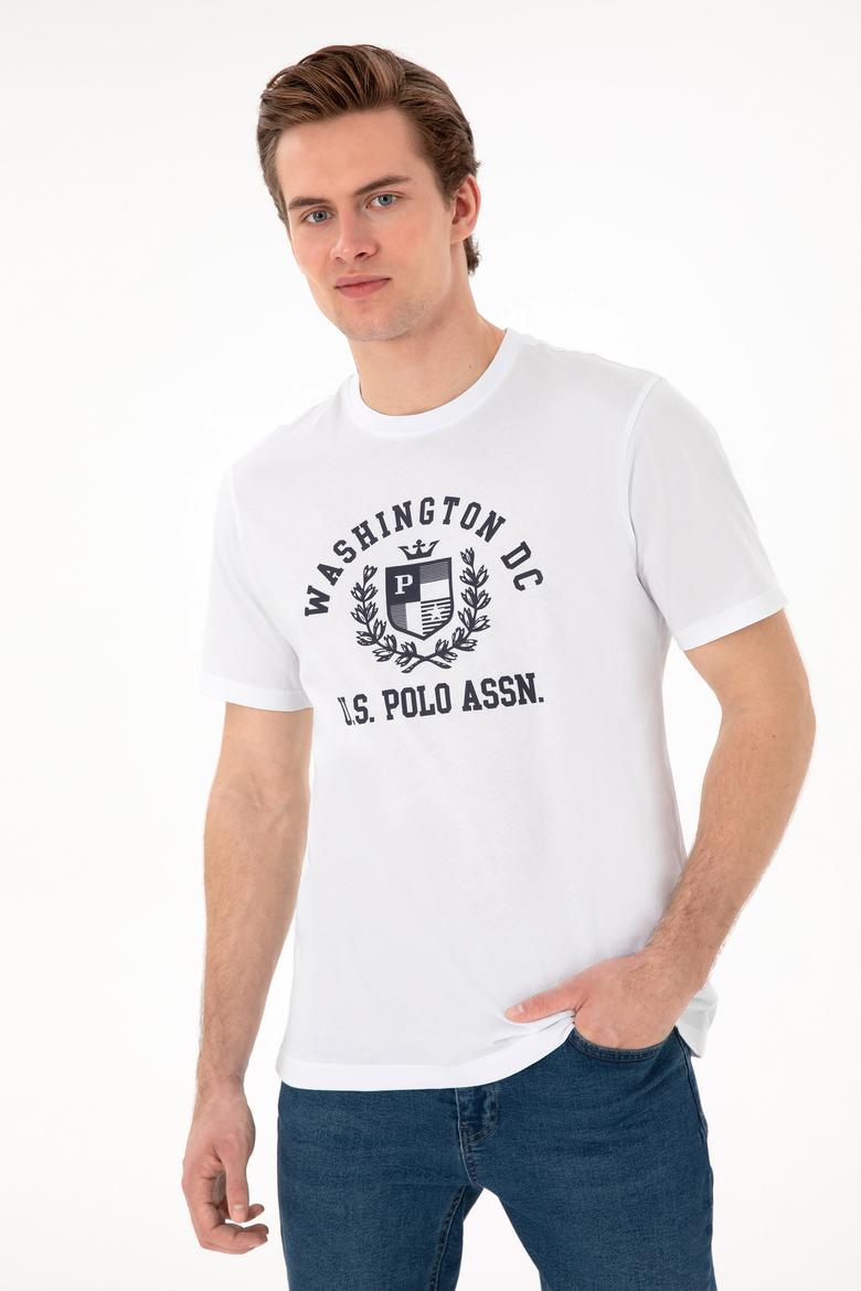 Erkek Regular Fit Bisiklet Yaka Baskılı Beyaz Tişört - 50299535006