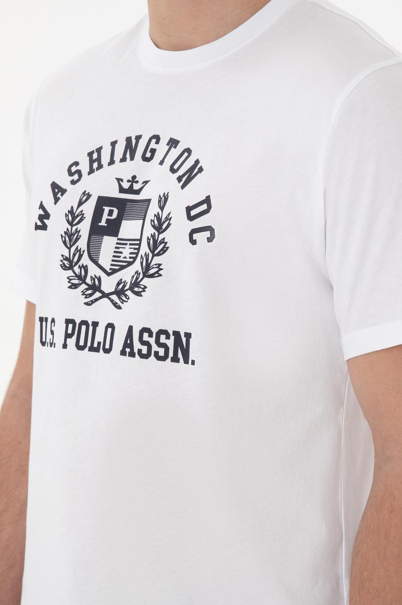 Erkek Regular Fit Bisiklet Yaka Baskılı Beyaz Tişört