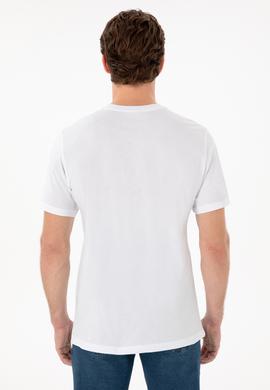 Erkek Regular Fit Bisiklet Yaka Baskılı Beyaz Tişört - 50299535006