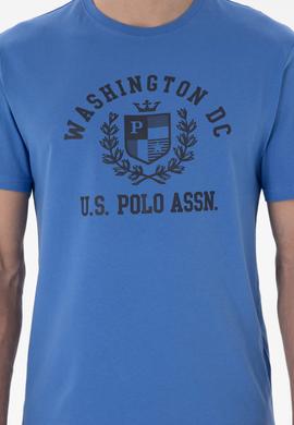 Erkek Regular Fit Bisiklet Yaka Baskılı İndigo Tişört - 50299535021