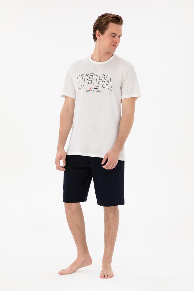 Erkek Bisiklet Yaka Beyaz Pijama Takımı