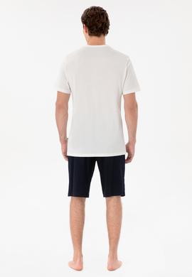 Erkek Bisiklet Yaka Beyaz Pijama Takımı - 50309291003