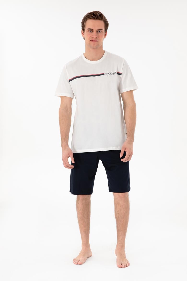 Erkek Bisiklet Yaka Beyaz Pijama Takımı - 50309174016