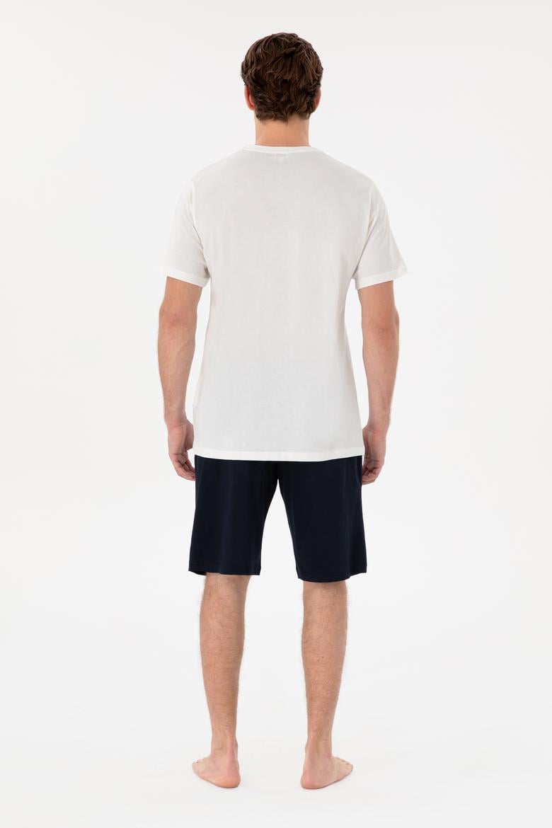 Erkek Bisiklet Yaka Beyaz Pijama Takımı - 50309174016