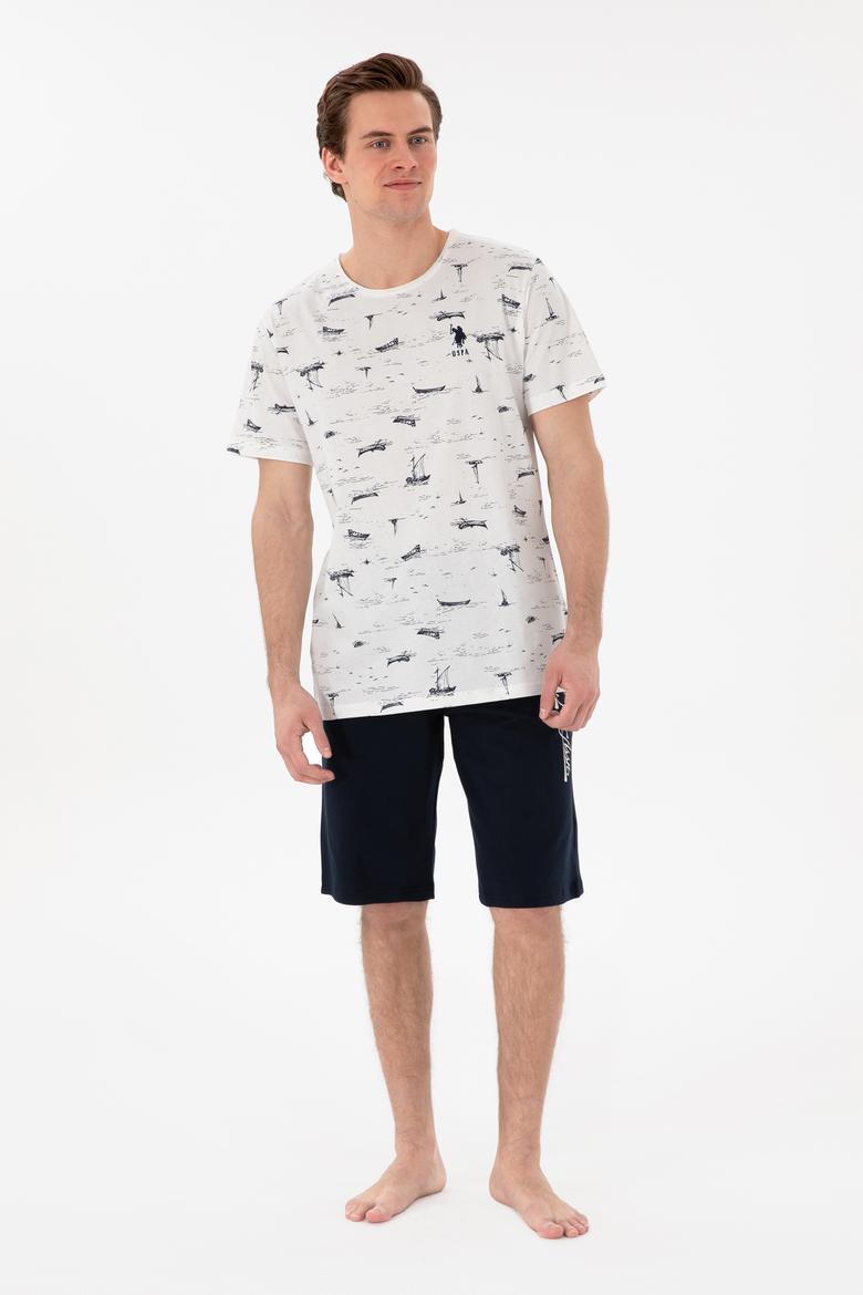 Erkek Bisiklet Yaka Beyaz Pijama Takımı - 50309284007