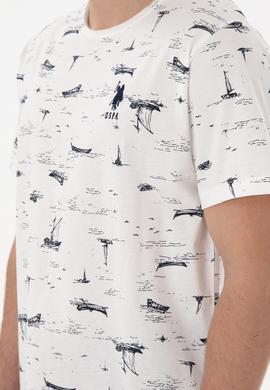 Erkek Bisiklet Yaka Beyaz Pijama Takımı - 50309284007