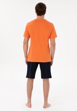 Erkek Bisiklet Yaka Turuncu Pijama Takımı - 50309163003