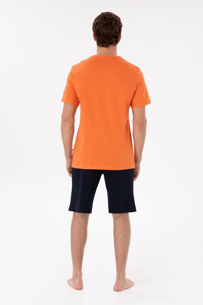 Erkek Bisiklet Yaka Turuncu Pijama Takımı - 50309163003