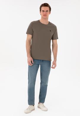 Erkek Regular Fit Bisiklet Yaka Vizon Basic Tişört - 50298035071