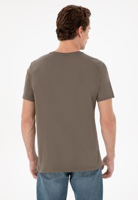 Erkek Regular Fit Bisiklet Yaka Vizon Basic Tişört - 50298035071