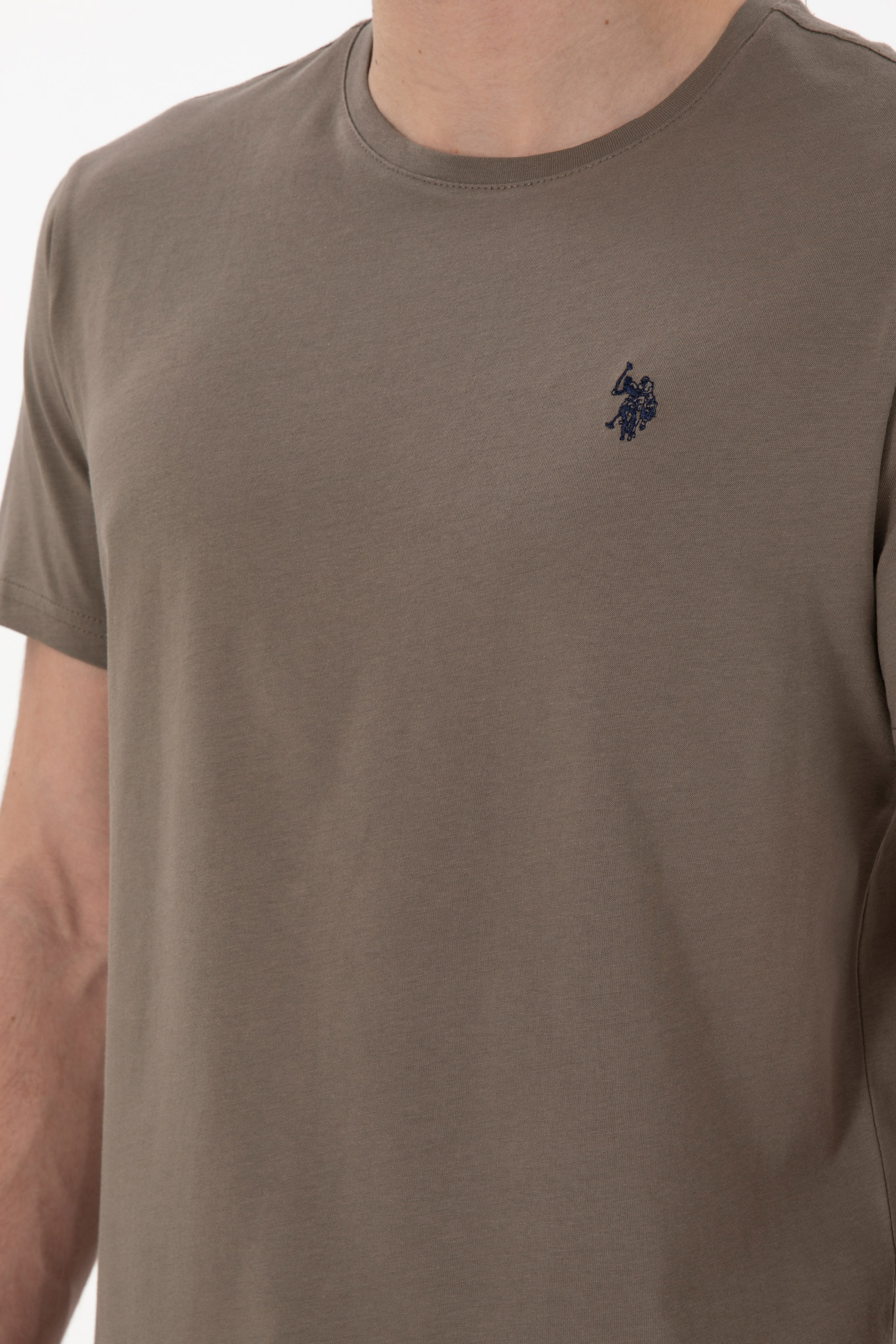 Erkek Regular Fit Bisiklet Yaka Vizon Basic Tişört