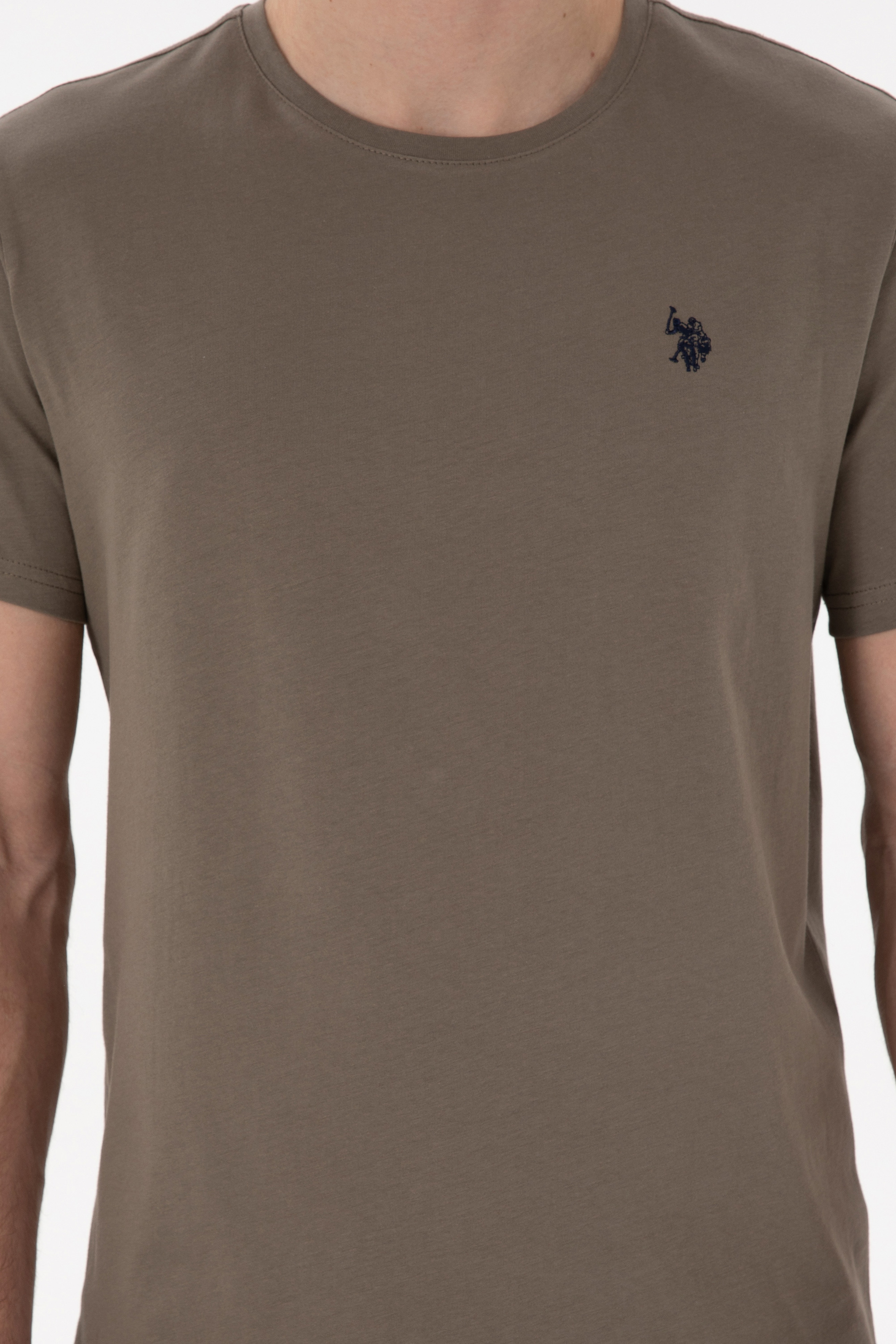 Erkek Regular Fit Bisiklet Yaka Vizon Basic Tişört