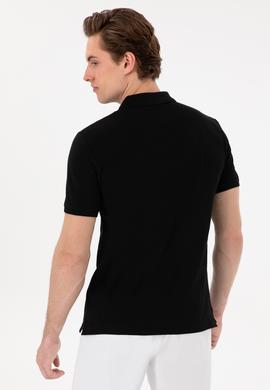 Erkek Slim Fit Polo Yaka Siyah Basic Tişört - 50297983039