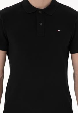 Erkek Slim Fit Polo Yaka Siyah Basic Tişört - 50297983039