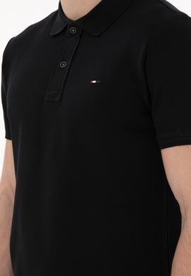 Erkek Slim Fit Polo Yaka Siyah Basic Tişört - 50297983039
