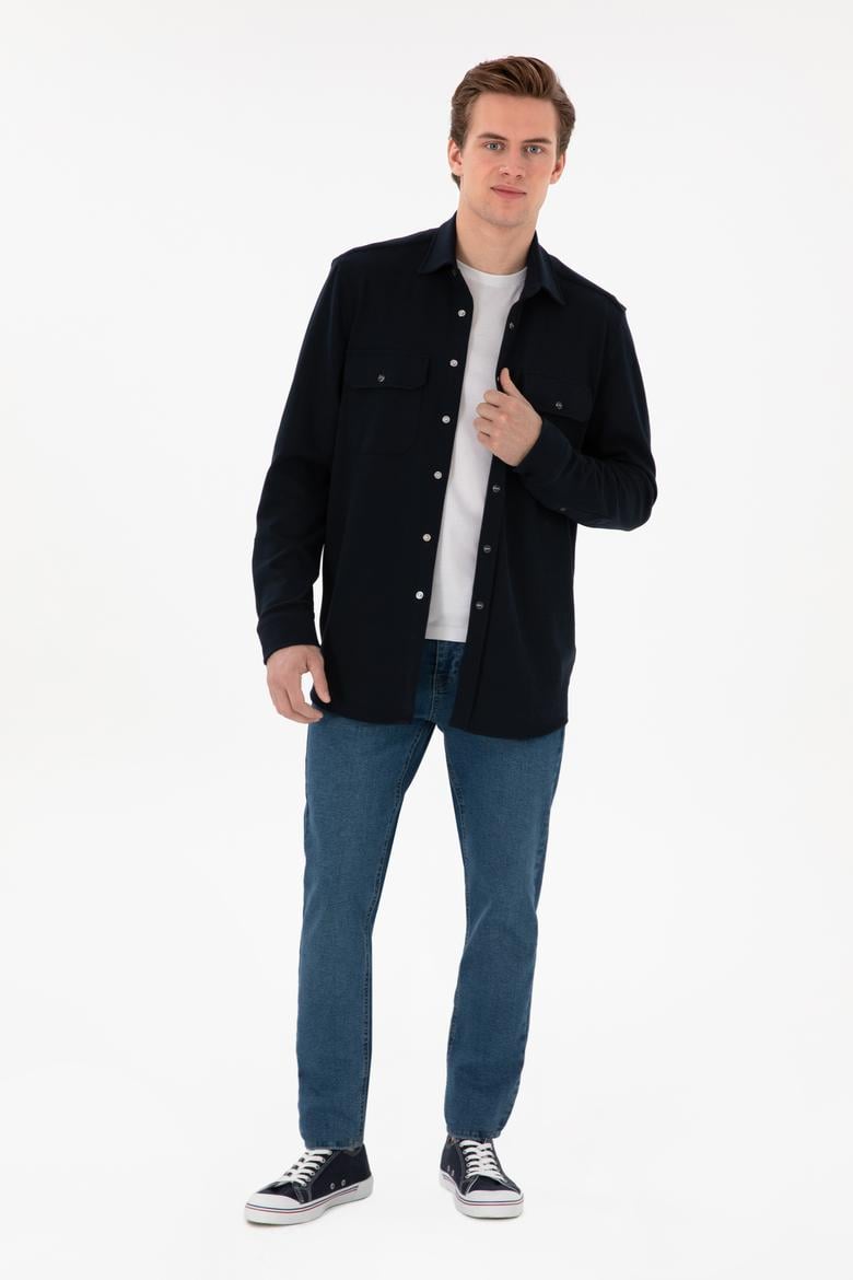 Erkek Lacivert Örme Gömlek - 50305605008