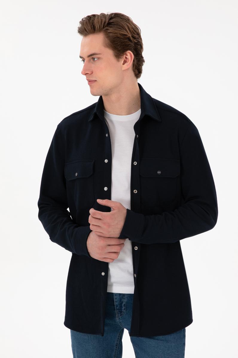 Erkek Lacivert Örme Gömlek