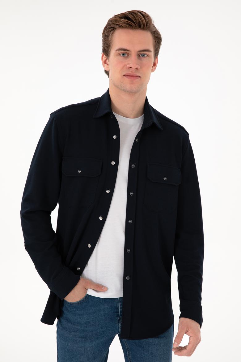 Erkek Lacivert Örme Gömlek - 50305605008