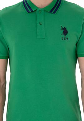 Erkek Slim Fit Polo Yaka Yeşil Basic Tişört - 50279569045