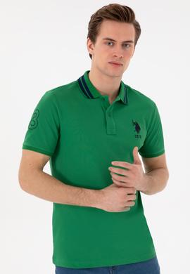 Erkek Slim Fit Polo Yaka Yeşil Basic Tişört - 50279569045