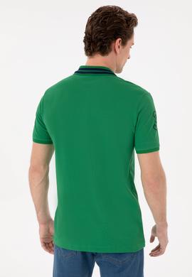 Erkek Slim Fit Polo Yaka Yeşil Basic Tişört - 50279569045