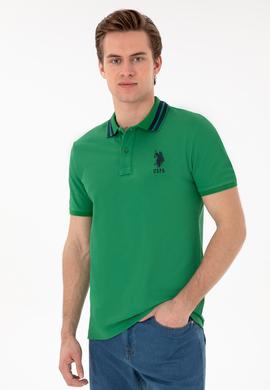 Erkek Slim Fit Polo Yaka Yeşil Basic Tişört - 50279569045