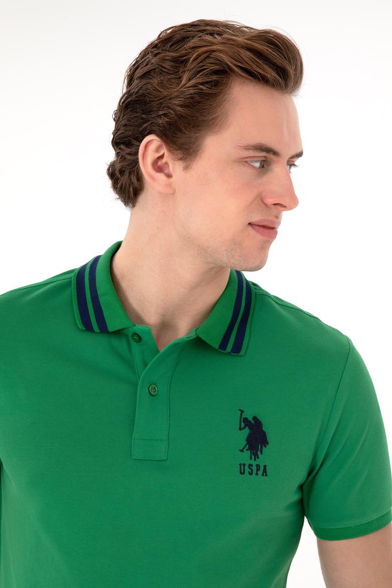 Erkek Slim Fit Polo Yaka Yeşil Basic Tişört - 50279569045