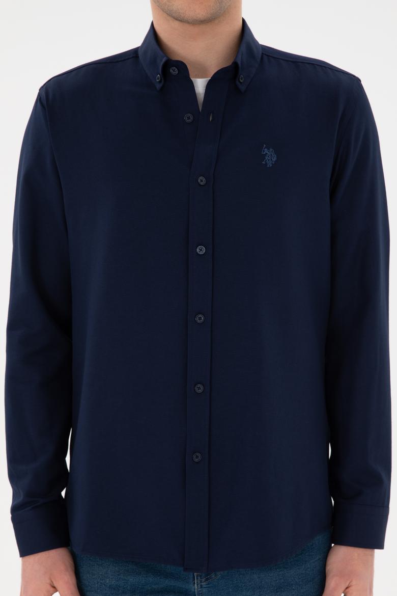 Erkek Lacivert Uzun Kollu Basic Gömlek - 50296777053