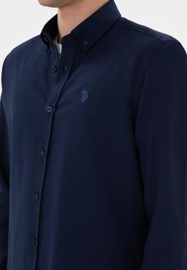 Erkek Lacivert Uzun Kollu Basic Gömlek - 50296777053