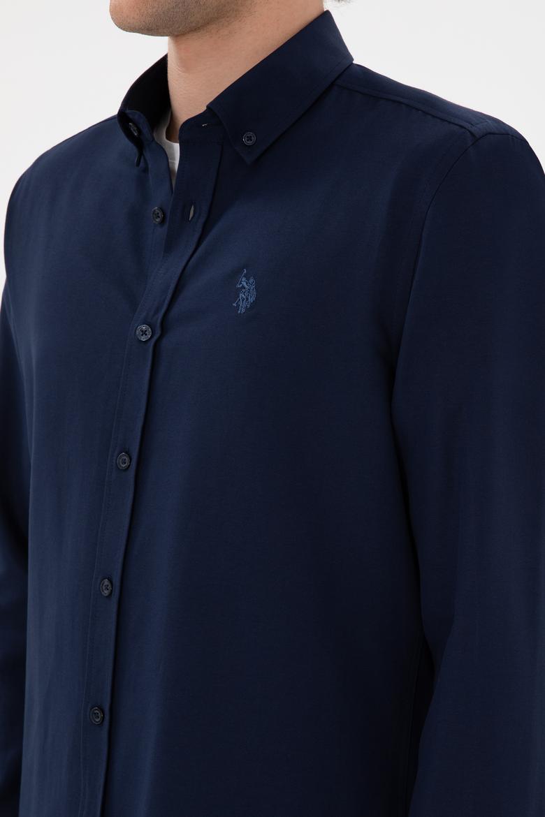 Erkek Lacivert Uzun Kollu Basic Gömlek - 50296777053