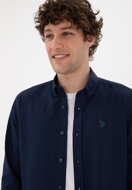 Erkek Lacivert Uzun Kollu Basic Gömlek - 50296777053