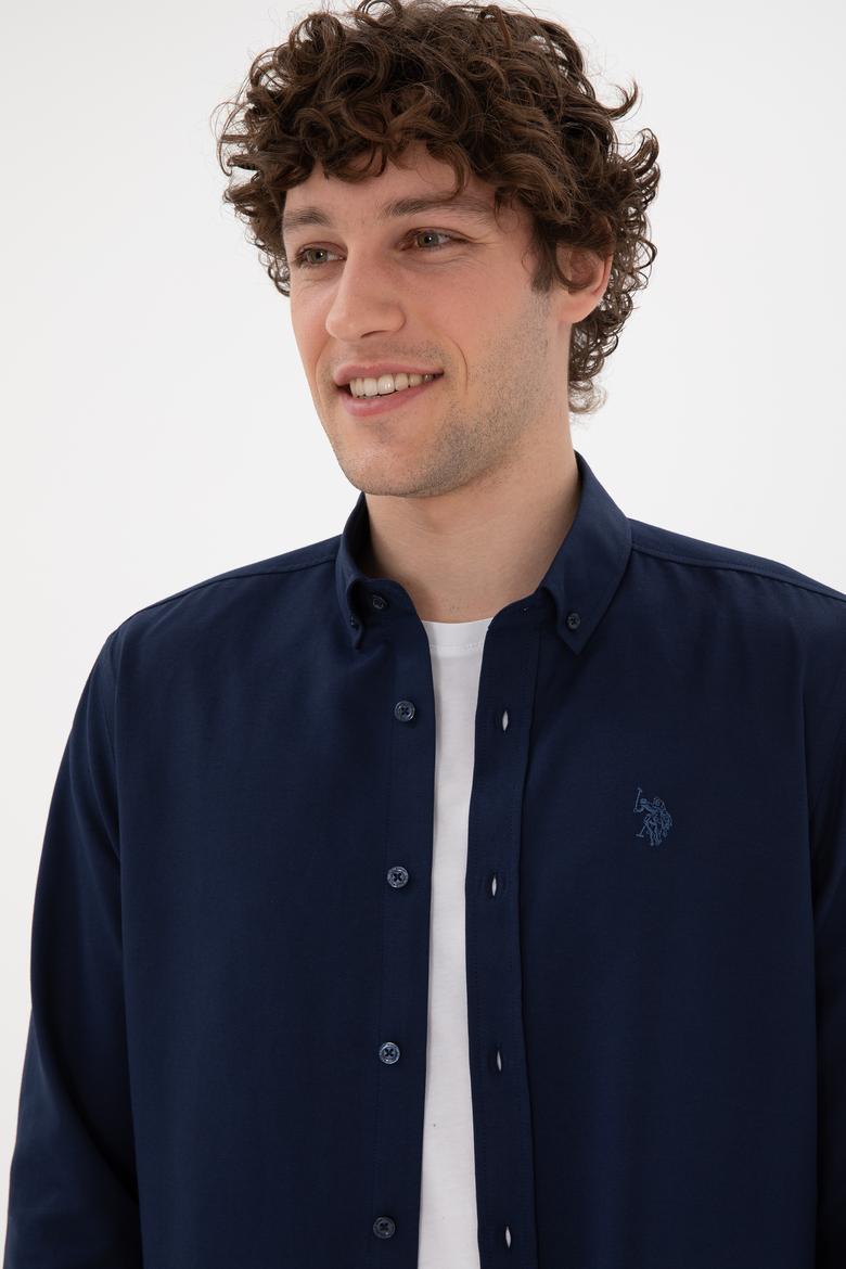 Erkek Lacivert Uzun Kollu Basic Gömlek - 50296777053