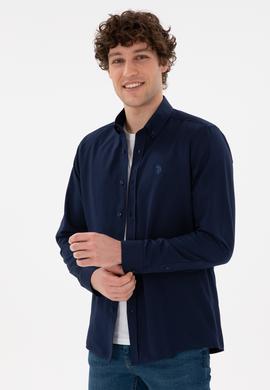 Erkek Lacivert Uzun Kollu Basic Gömlek - 50296777053