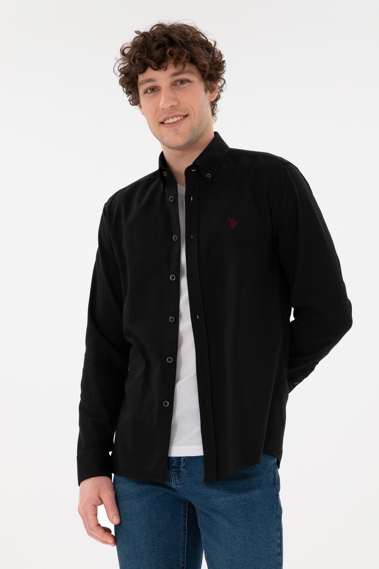 Erkek Siyah Uzun Kollu Basic Gömlek - 50296757025