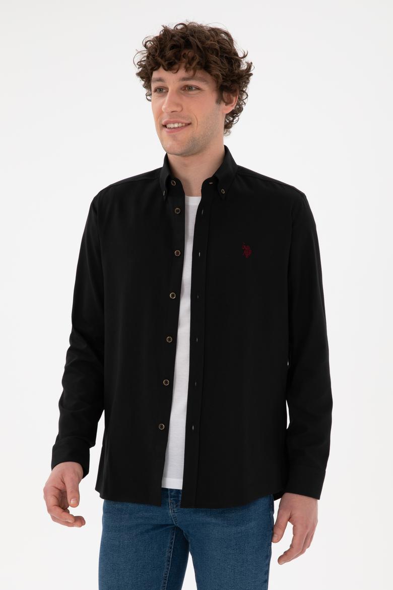 Erkek Siyah Uzun Kollu Basic Gömlek