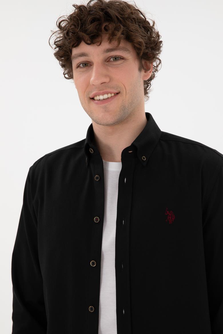 Erkek Siyah Uzun Kollu Basic Gömlek - 50296757025