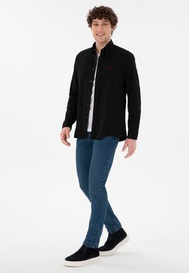 Erkek Siyah Uzun Kollu Basic Gömlek - 50296757025