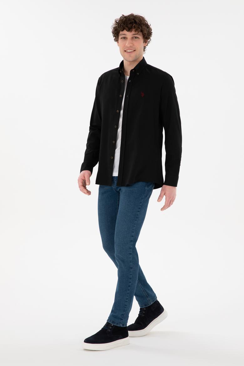 Erkek Siyah Uzun Kollu Basic Gömlek - 50296757025