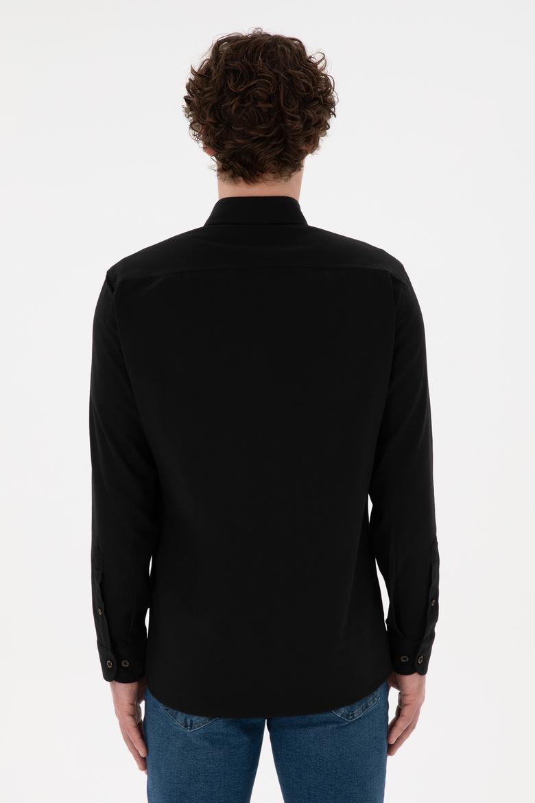 Erkek Siyah Uzun Kollu Basic Gömlek - 50296757025