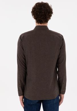 Erkek Kahverengi Uzun Kollu Basic Gömlek - 50296757043