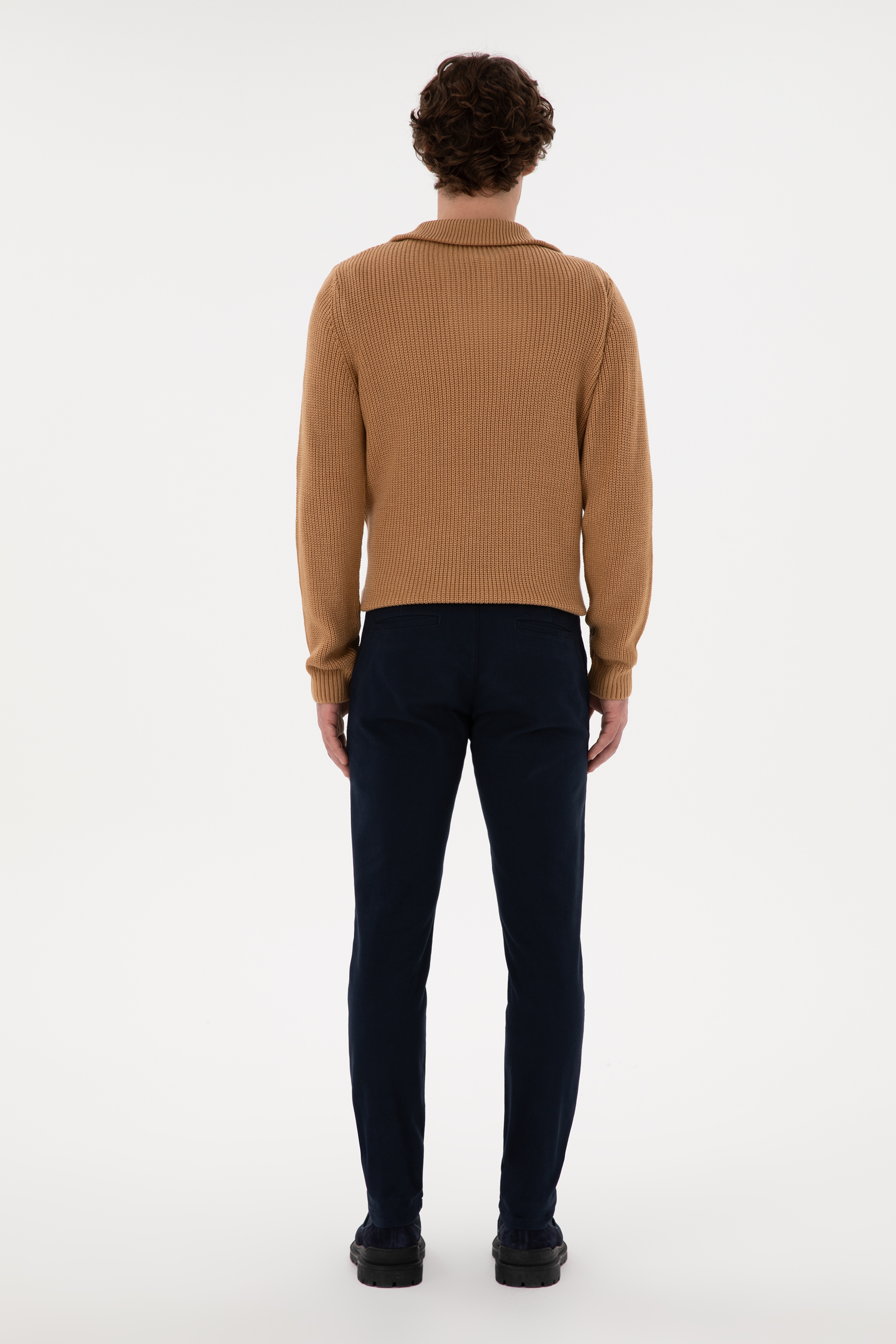 Erkek Lacivert Slim Fit Kanvas Pantolon - Image 4