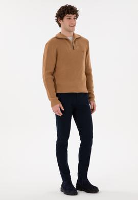 Erkek Lacivert Slim Fit Kanvas Pantolon - 50297578094