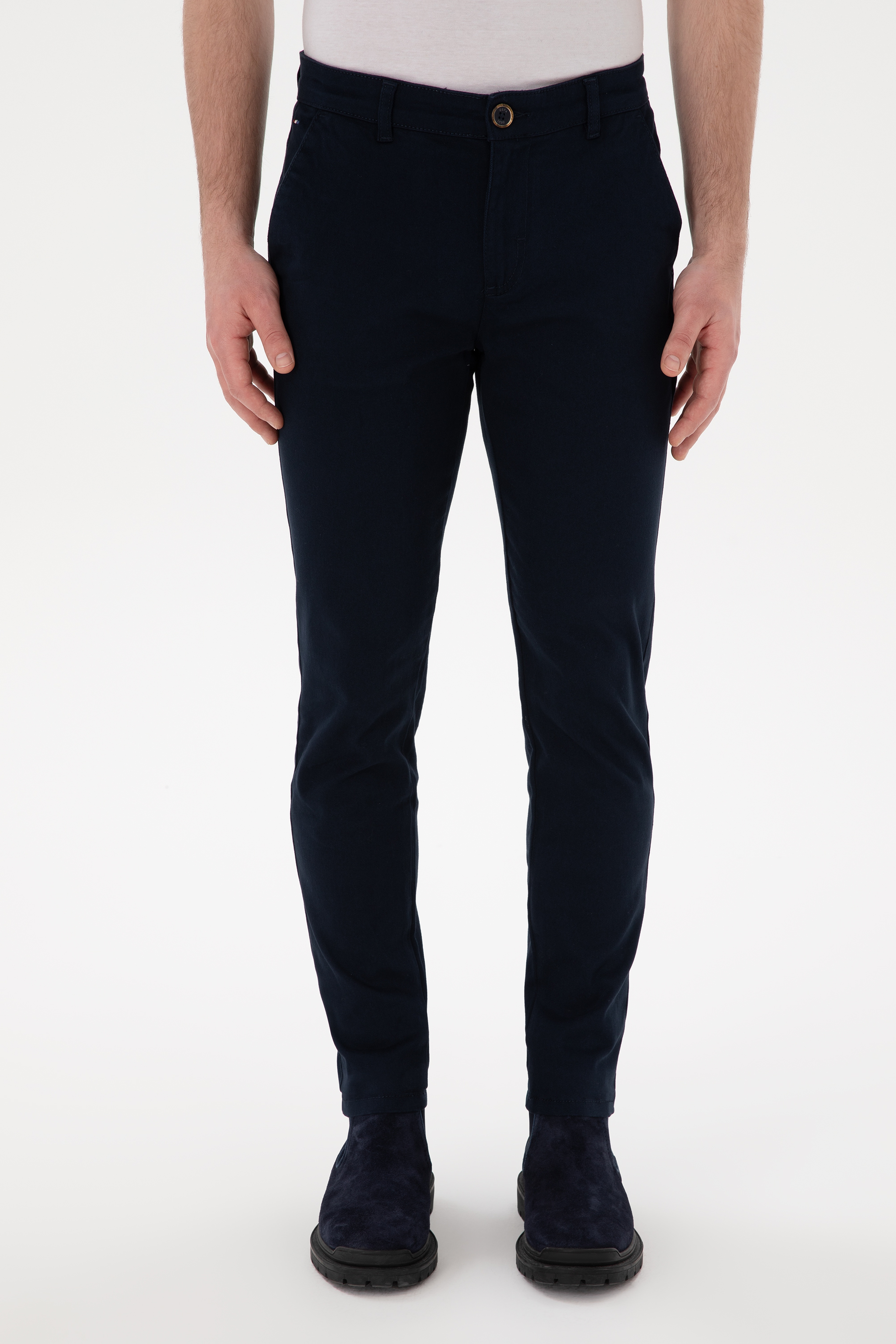 Erkek Lacivert Slim Fit Kanvas Pantolon - Image 2