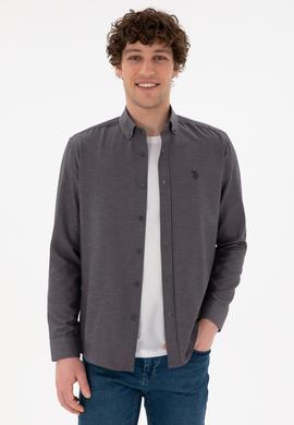 Erkek Antrasit Uzun Kollu Basic Gömlek - 50296777091