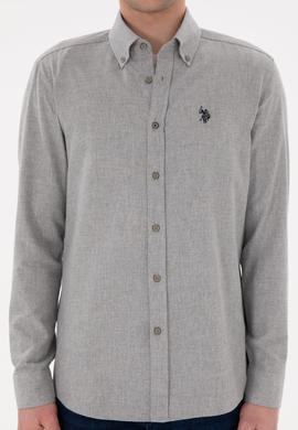 Erkek Açık Gri Uzun Kollu Basic Gömlek - 50296757137