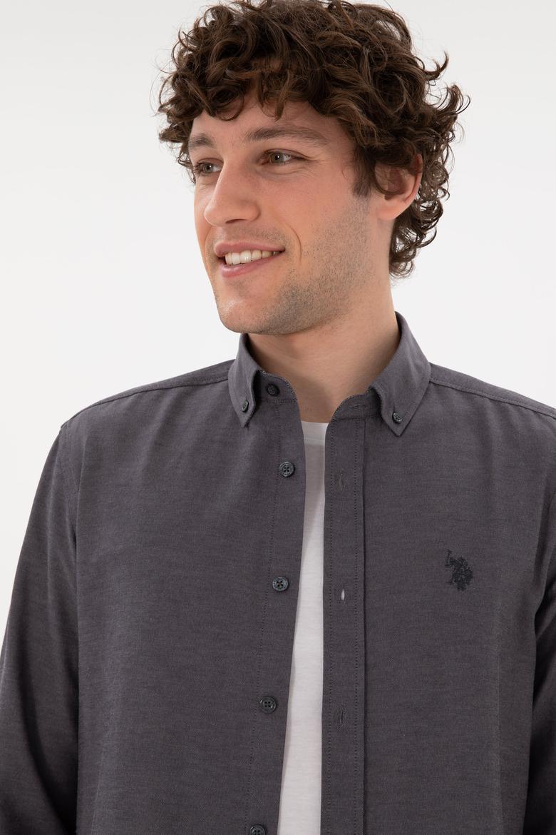 Erkek Antrasit Uzun Kollu Basic Gömlek - 50296777091